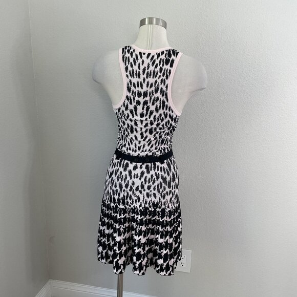 McQ Alexander McQueen Dress Womens IT38 Pink Black Knit Animal Print Belted - Picture 10 of 11